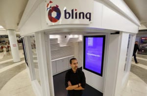 Saf Elmansour prepares a Blinq pop-up retail space in the Montgomery BART station in downtown San Francisco, Calif.,Thursday afternoon, Nov. 5, 2015. The