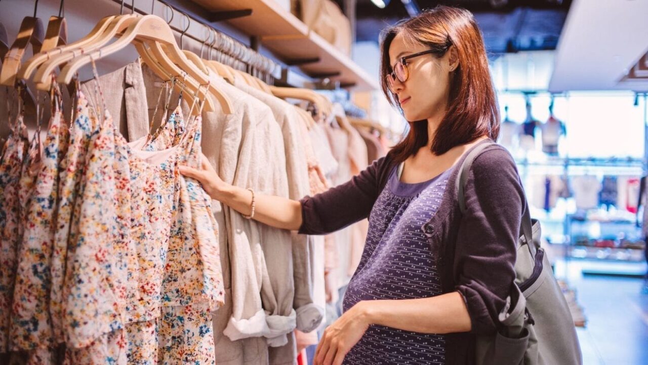 shopping clothes in the store
