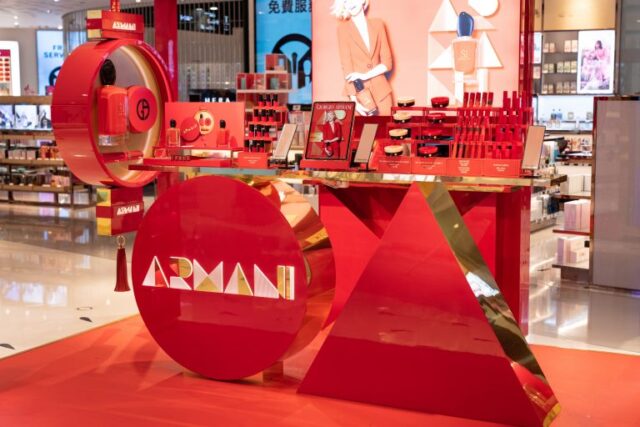Giorgio Armani Beauty set up at T Galleria Beauty By DFS Causeway Bay HK 768x512