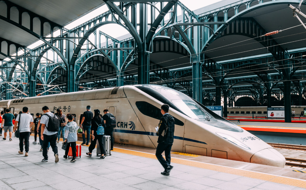 Heilongjiang,harbin 15,Aug,2019:passenger,On,Harbin,New,Railway,Station,Platform